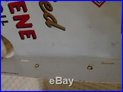 Vintage Skelly Fortified Tagolene Motor Oil 2-Sided Painted Metal Flange Sign