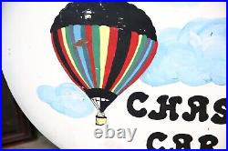 Vintage Skyriders Chase Car Hot Air Balloon Metal Button Sign Advertising circus