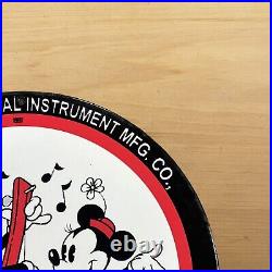 Vintage Slingerland Porcelain Sign Mickey Musical Instruments Service Pump Plate