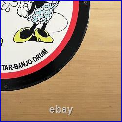 Vintage Slingerland Porcelain Sign Mickey Musical Instruments Service Pump Plate