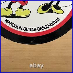 Vintage Slingerland Porcelain Sign Mickey Musical Instruments Service Pump Plate