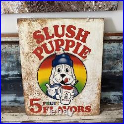 Vintage Slush Puppie Double Sided Large Metal Sign. Great Colors