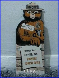 Vintage Smokey Bear Porcelain Metal Us Forest Service Fire Gas Oil Sign Rare Ad