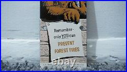 Vintage Smokey Bear Porcelain Metal Us Forest Service Fire Gas Oil Sign Rare Ad