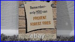 Vintage Smokey Bear Porcelain Metal Us Forest Service Fire Gas Oil Sign Rare Ad