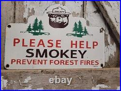 Vintage Smokey Bear Porcelain Sign 1956 Us Forest Service National Park Fire