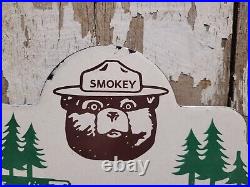 Vintage Smokey Bear Porcelain Sign 1956 Us Forest Service National Park Fire