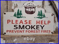 Vintage Smokey Bear Porcelain Sign 1956 Us Forest Service National Park Fire