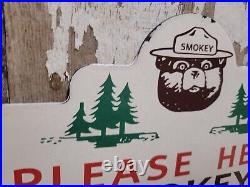 Vintage Smokey Bear Porcelain Sign 1956 Us Forest Service National Park Fire