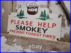 Vintage Smokey Bear Porcelain Sign 1956 Us Forest Service National Park Fire