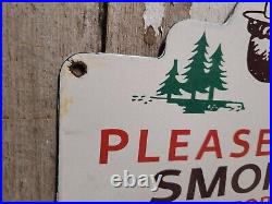 Vintage Smokey Bear Porcelain Sign 1956 Us Forest Service National Park Fire