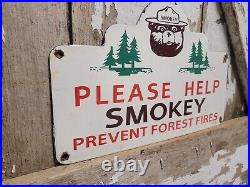 Vintage Smokey Bear Porcelain Sign 1956 Us Forest Service National Park Fire