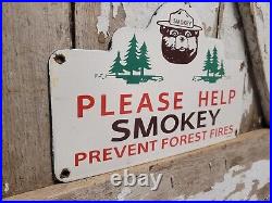 Vintage Smokey Bear Porcelain Sign 1956 Us Forest Service National Park Fire