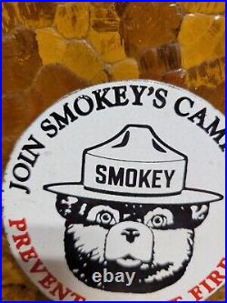 Vintage Smokey Bear Porcelain Sign Old Forest Service National Park Fires Topper