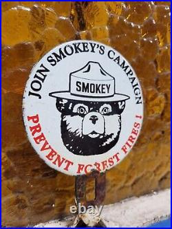 Vintage Smokey Bear Porcelain Sign Old Forest Service National Park Fires Topper