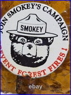 Vintage Smokey Bear Porcelain Sign Old Forest Service National Park Fires Topper