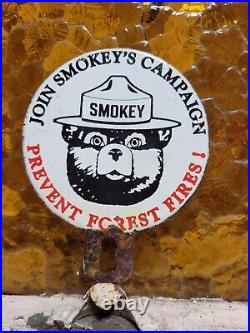 Vintage Smokey Bear Porcelain Sign Old Forest Service National Park Fires Topper