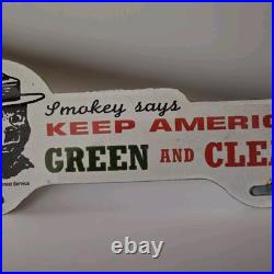 Vintage Smokey The Bear Keep It Green And Clean Porcelain Sign 11 X 4.5