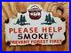 Vintage-Smokey-The-Bear-Porcelain-Sign-1956-National-Park-Forest-Service-Ranger-01-aggb