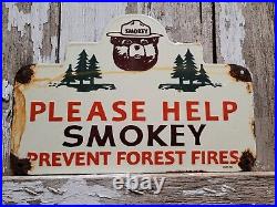 Vintage Smokey The Bear Porcelain Sign 1956 National Park Forest Service Ranger