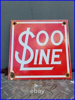 Vintage Soo Line Railway Porcelain Train Sign Railroad Track Minnlesota Railroad