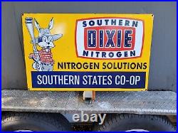 Vintage Southern Dixie Porcelain Sign 36 Nitrogen Solutions Gas Oil Service