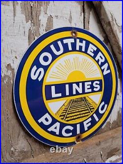 Vintage Southern Pacific Lines Porcelain Sign Old Railway Train Railroad Engine