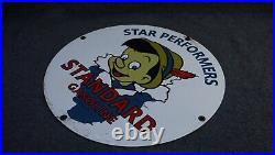 Vintage Standard Gasoline Porcelain Metal Gas Pump Oil Sign Rare Ad Station