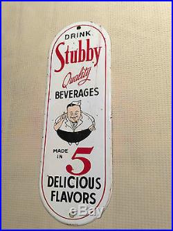 Vintage Stubby Cola & 5 Delicious Beverages Tin Advertising Door Push Plate Sign