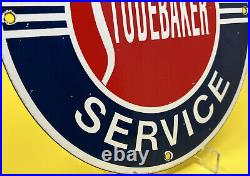 Vintage Studebaker Porcelain Dealership Sign Authorized Service Station Gas Oil