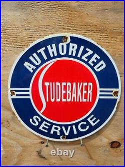 Vintage Studebaker Porcelain Sign Gas Oil Authorized Service Dealer Automobile