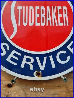 Vintage Studebaker Porcelain Sign Gas Oil Authorized Service Dealer Automobile