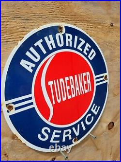 Vintage Studebaker Porcelain Sign Gas Oil Authorized Service Dealer Automobile