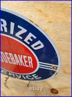 Vintage Studebaker Porcelain Sign Gas Oil Authorized Service Dealer Automobile