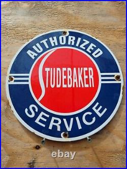 Vintage Studebaker Porcelain Sign Gas Oil Authorized Service Dealer Automobile