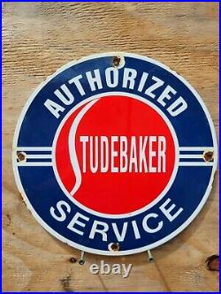 Vintage Studebaker Porcelain Sign Gas Oil Authorized Service Dealer Automobile