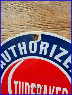 Vintage Studebaker Porcelain Sign Gas Oil Authorized Service Dealer Automobile