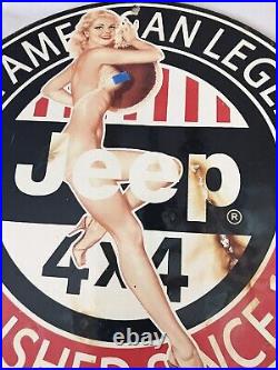 Vintage Style Jeep Dealer Advertising Sign 11 3/4 Porcelain