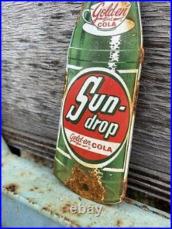 Vintage Sun Drop Porcelain Sign Soda Pop Bottle Advertising Metal Beverage Drink