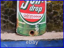 Vintage Sundrop Porcelain Sign Soda Pop Beverage Advertising Door Push Gas & Oil