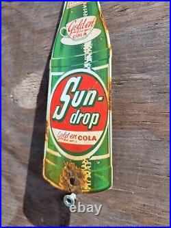 Vintage Sundrop Porcelain Sign Soda Pop Beverage Advertising Door Push Motor Oil