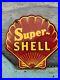 Vintage-Super-Shell-Gasoline-Porcelain-Sign-American-Oil-Gas-Pump-Red-Rare-12-01-vyh