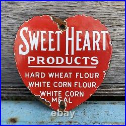 Vintage Sweetheart Flour Porcelain Sign Corn Wheat Farm Midwest Agriculture 6
