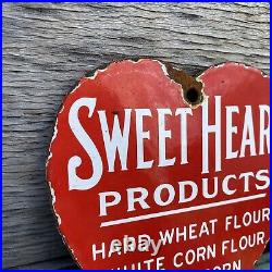 Vintage Sweetheart Flour Porcelain Sign Corn Wheat Farm Midwest Agriculture 6