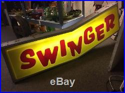 Vintage Swinger Carnival Ride Lighted Sign Dodge Dart Mancave Art Lifestyle