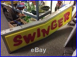 Vintage Swinger Carnival Ride Lighted Sign Dodge Dart Mancave Art Lifestyle