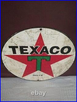 Vintage TEXACO Metal Store Sign Org. Gas Station Advertisement Sign AUTHENTIC