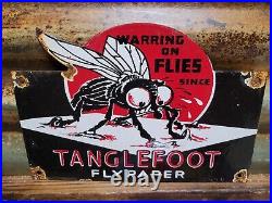 Vintage Tanglefoot Porcelain Sign 1947 Fly Paper Bug Mosquito Reppelent Service