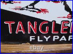 Vintage Tanglefoot Porcelain Sign 1947 Fly Paper Bug Mosquito Reppelent Service