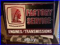 Vintage Tecumseh Factory Service Engines/Transmissions Embossed Sign